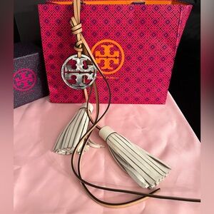 Tory Burch Miller Metallic Tassel Keychain Bag Charm